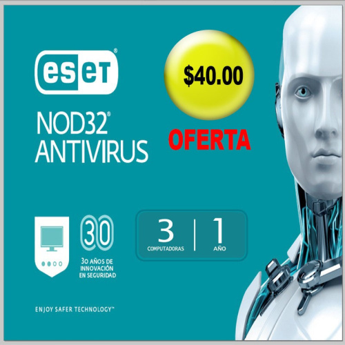 Eset Nod32 Antivirus 2019 1 Licencia Original para 3 equipos 1 Años
