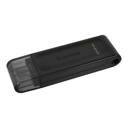 Kingston DataTraveler 70 - Unidad flash USB-C portátil y ligera de 64 GB con USB 3.2 Gen 1 velocidades DT70/64 GB, color negro